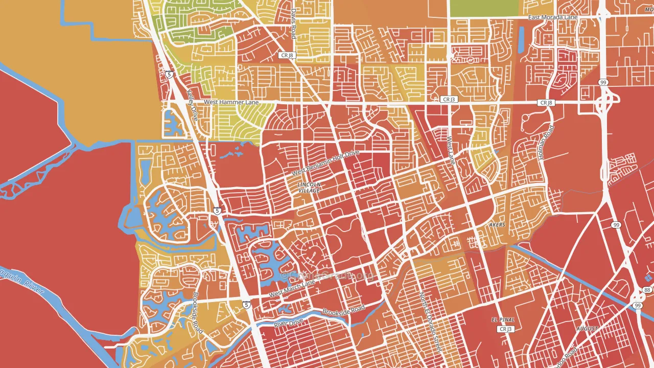 Lakeview, Stockton, CA Map of Assault Rates