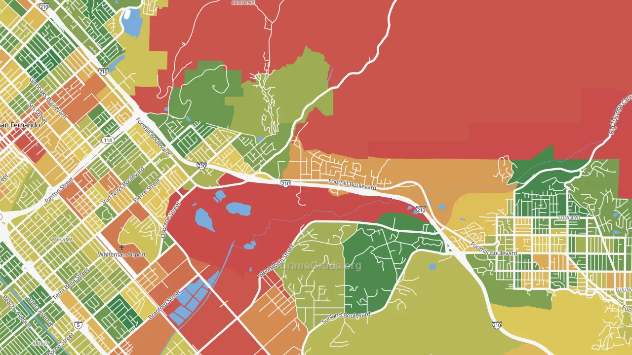 Lakeview Terrace, Sylmar, CA Map of Assault Rates