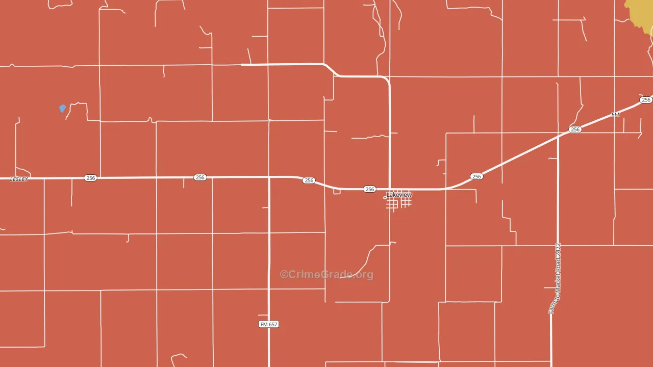 Lakeview, TX Map of Assault Rates