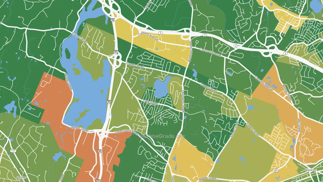 Lakeview, Waltham, MA Map of Assault Rates