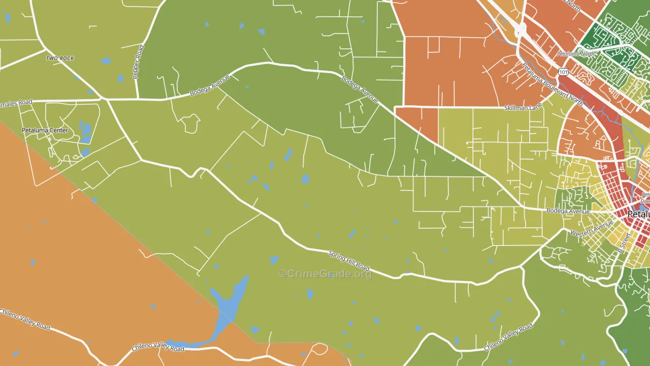 Lakeville, CA Map of Assault Rates