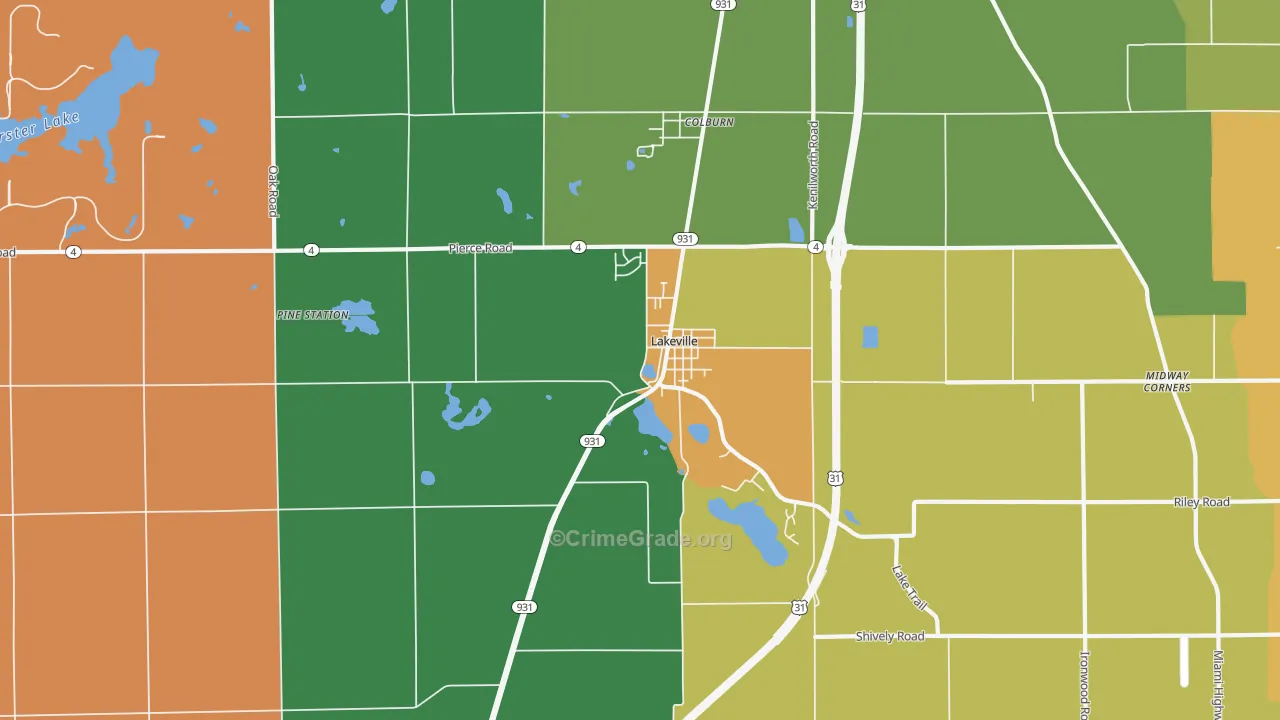 Lakeville, IN Map of Assault Rates