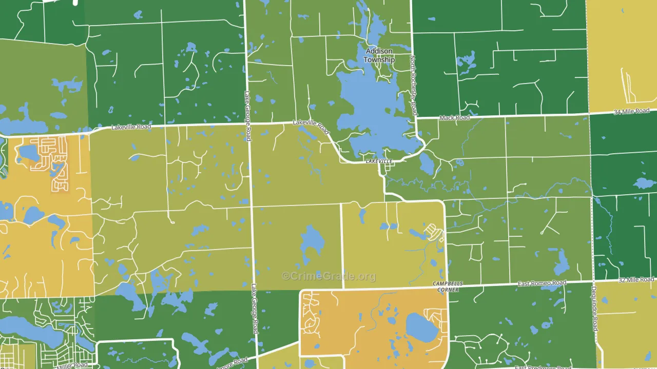 Lakeville, MI Map of Assault Rates
