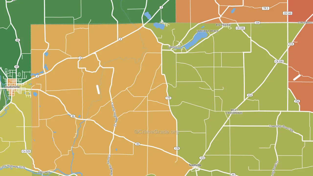 Lakeville, OH Map of Assault Rates