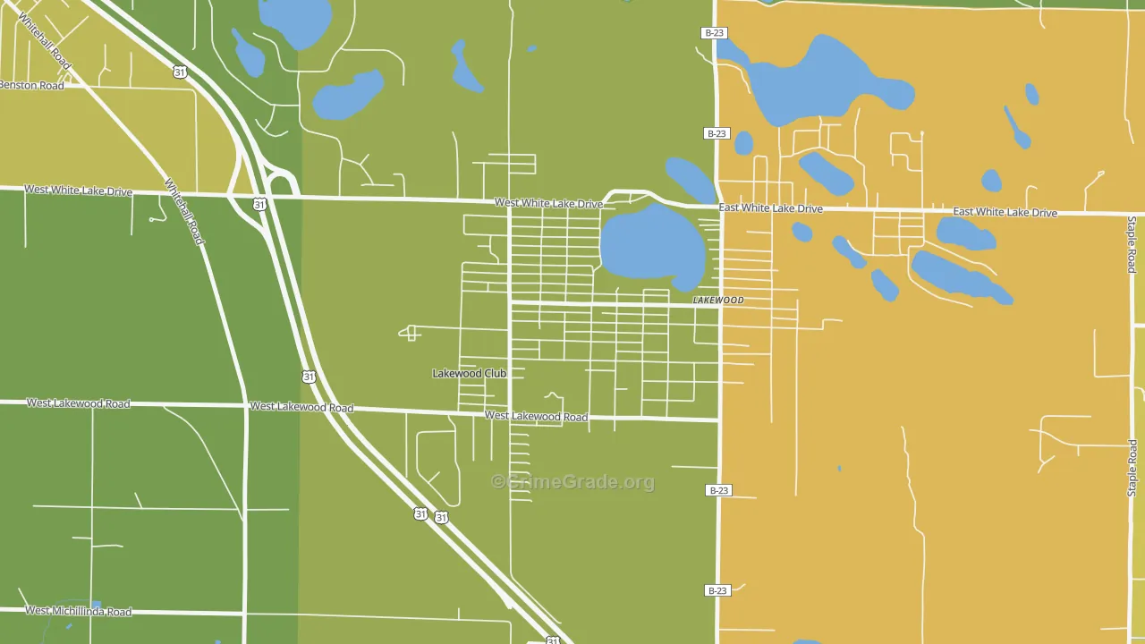Lakewood Club, MI Map of Assault Rates