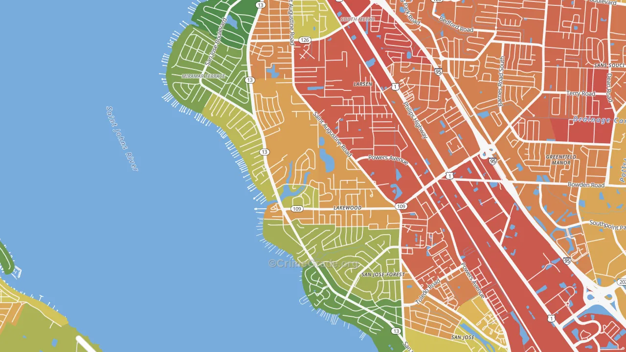 Lakewood, Jacksonville, FL Map of Assault Rates
