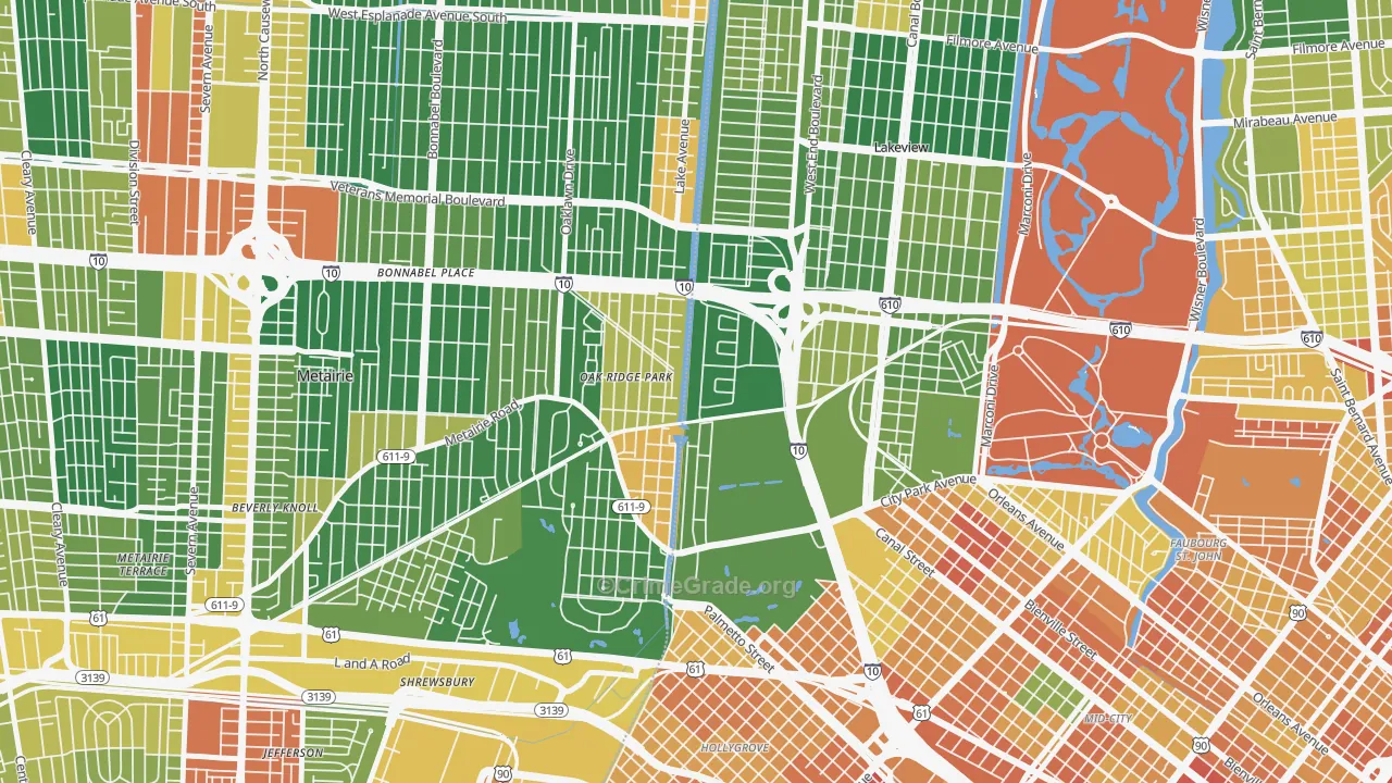 Lakewood, New Orleans, LA Map of Assault Rates