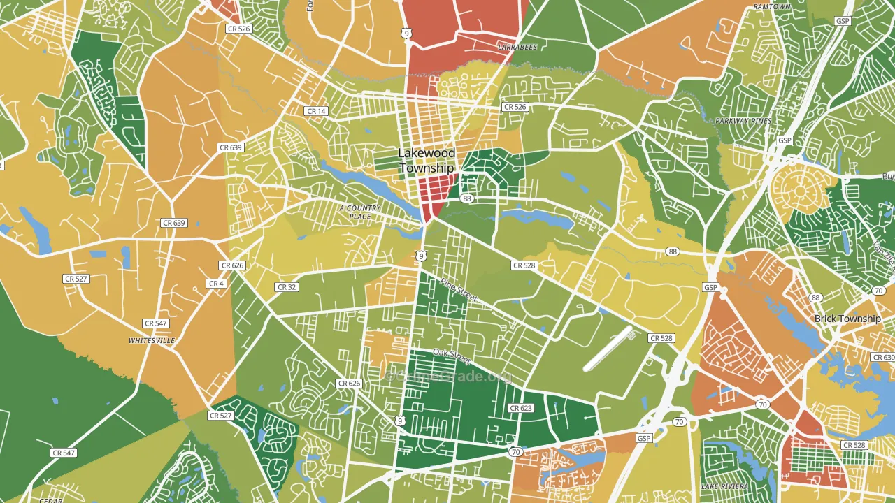 Lakewood, NJ Map of Assault Rates