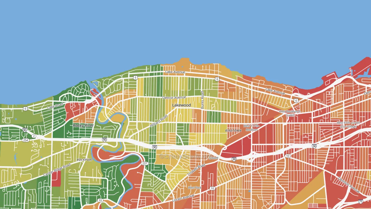 Lakewood, OH Map of Assault Rates