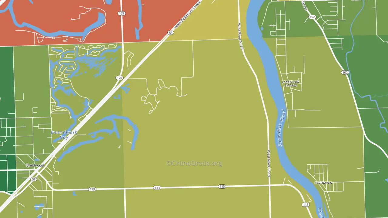 Lakewood Shores, IL Map of Assault Rates