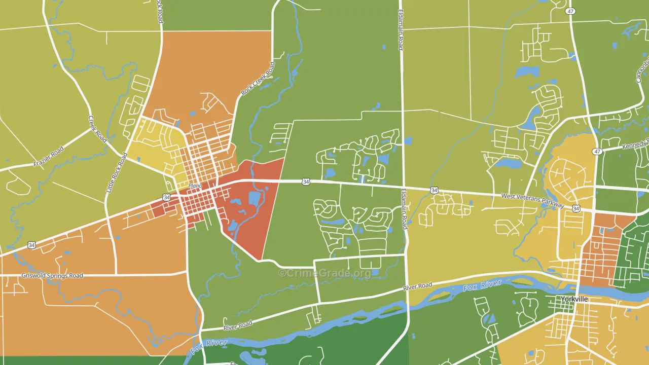 Lakewood Springs, Plano, IL Map of Assault Rates