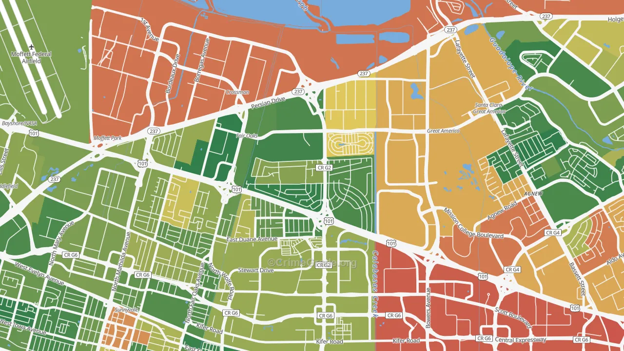 Lakewood, Sunnyvale, CA Map of Assault Rates