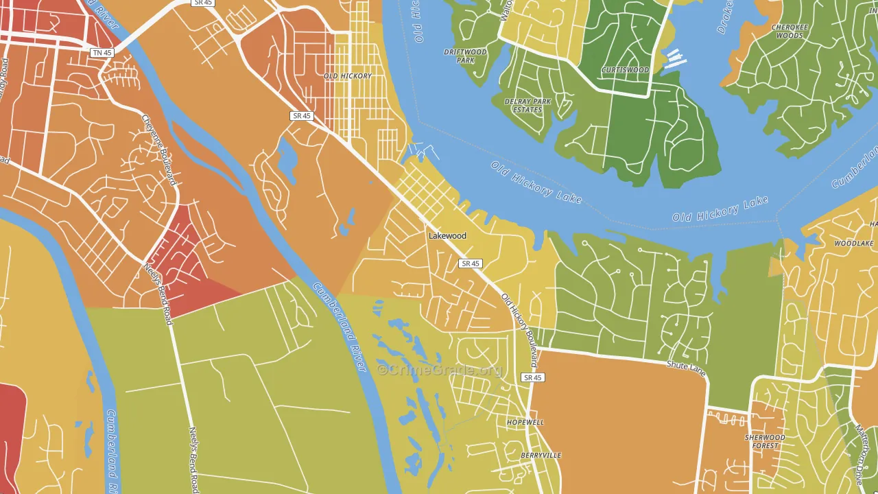 Lakewood, TN Map of Assault Rates