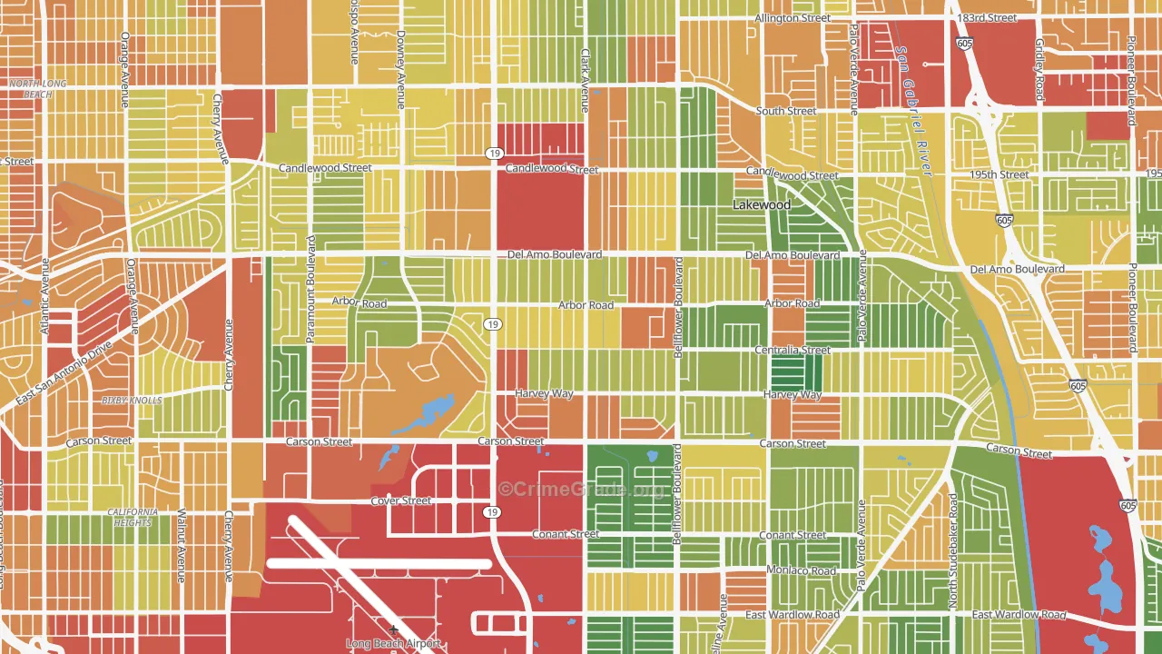 Lakewood Village, Long Beach, CA Map of Assault Rates