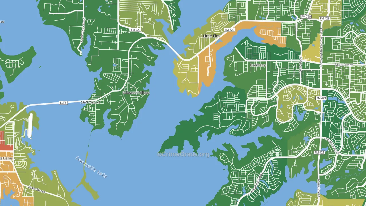 Lakewood Village, TX Map of Assault Rates