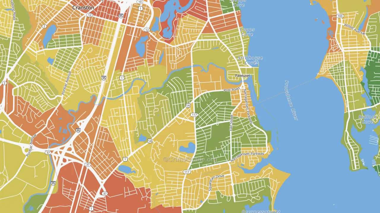 Lakewood, Warwick, RI Map of Assault Rates