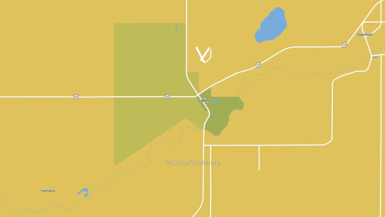 Lakin, KS Map of Assault Rates