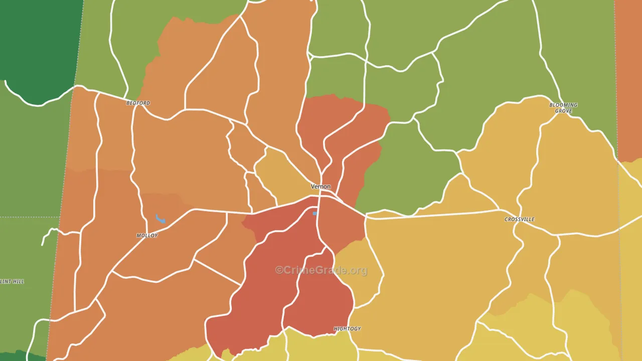 Lamar County, AL Map of Assault Rates