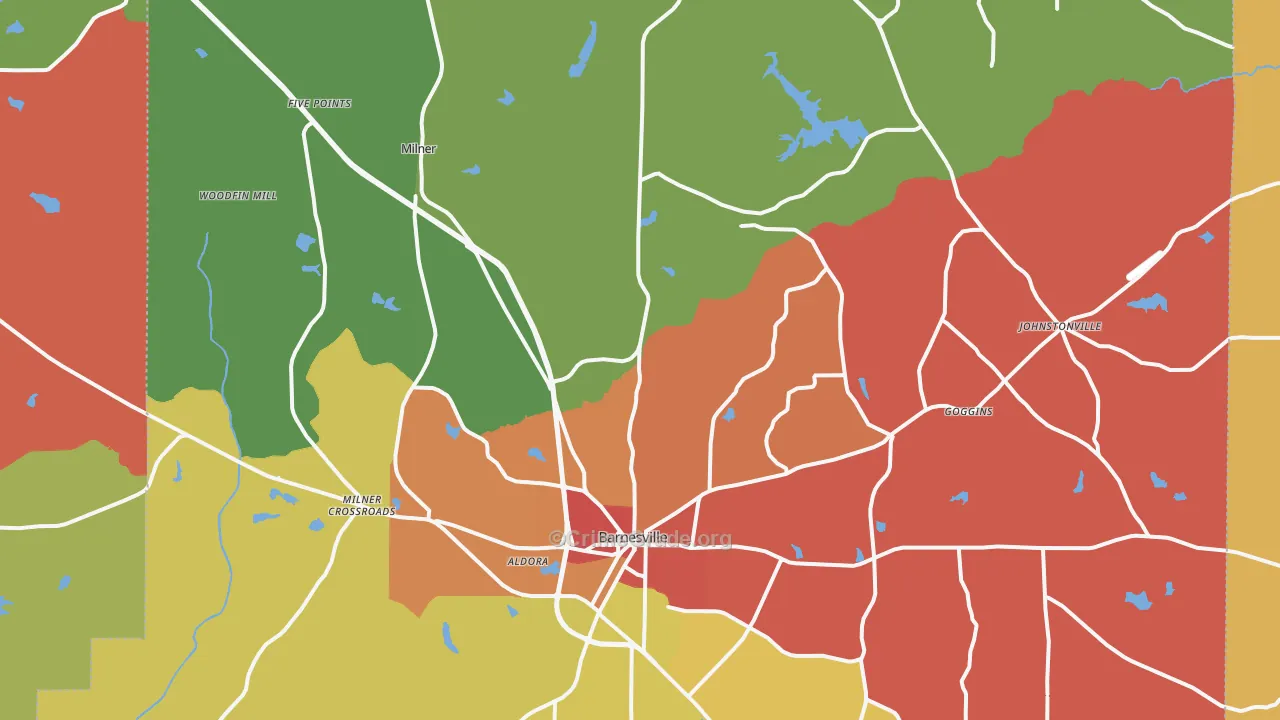 Lamar County, GA Map of Assault Rates
