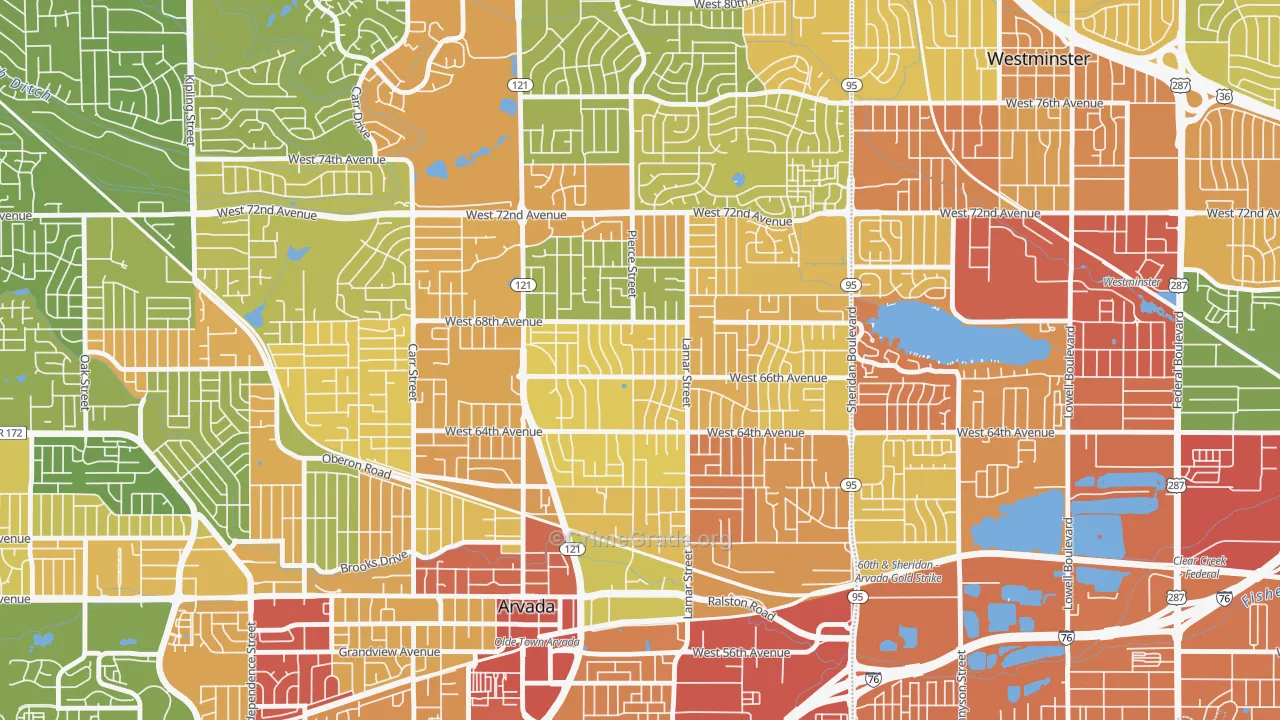 Lamar Heights Area, Arvada, CO Map of Assault Rates