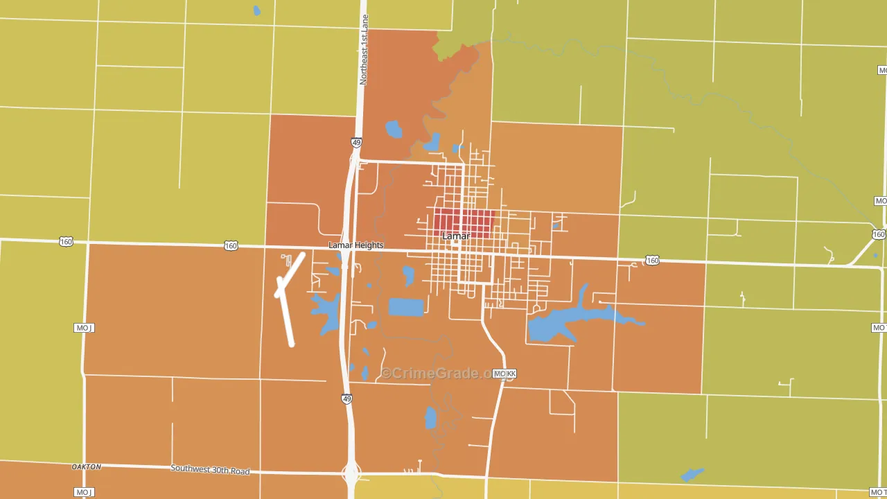 Lamar Heights, MO Map of Assault Rates
