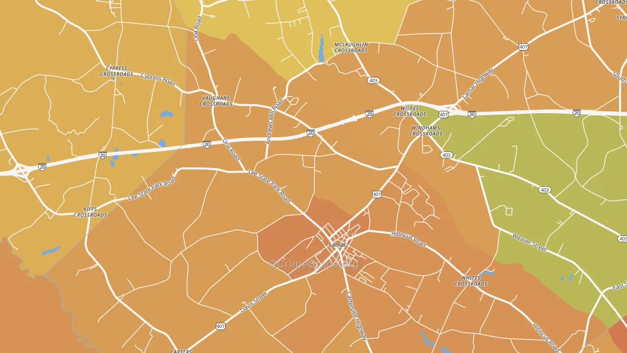 Lamar, SC Map of Assault Rates