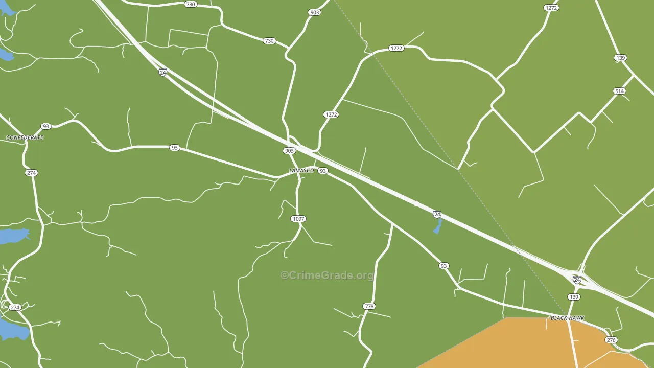 Lamasco, KY Map of Assault Rates