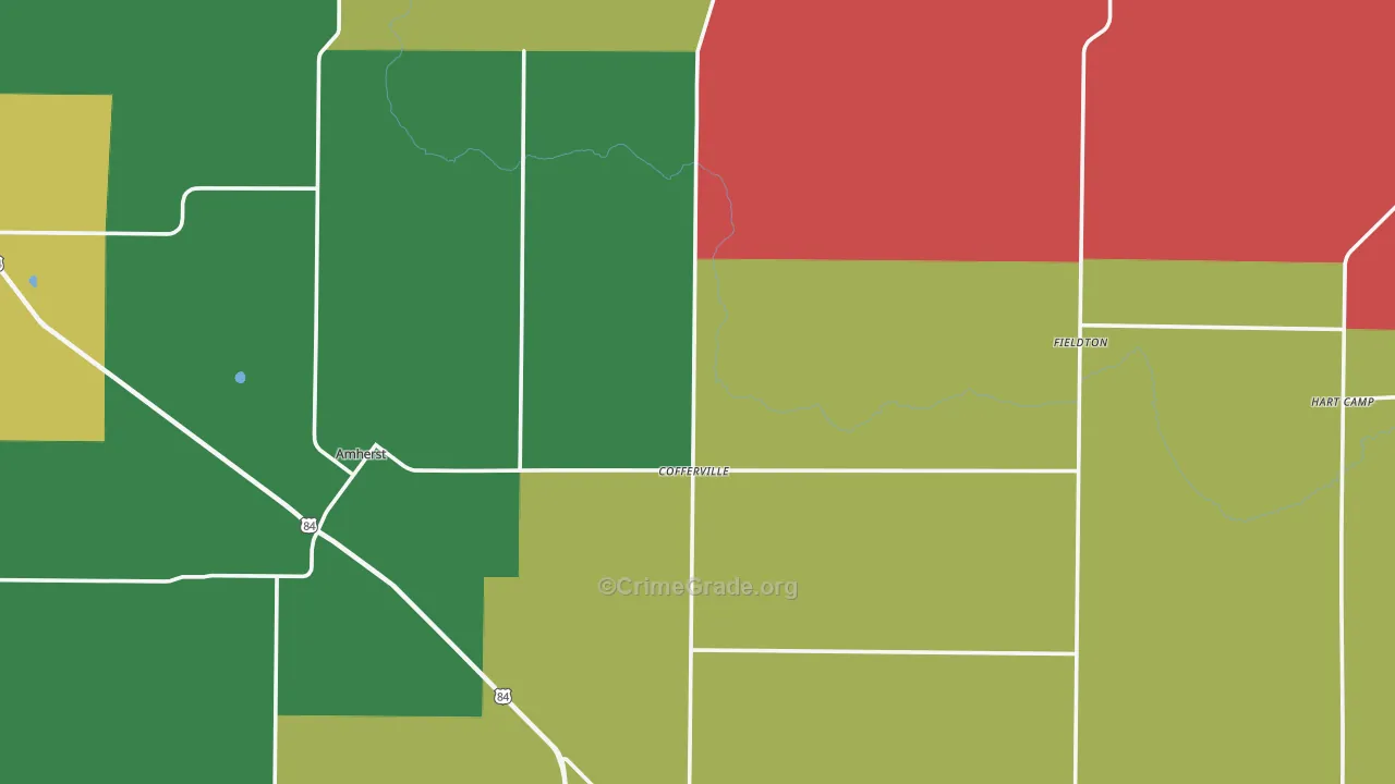 Lamb County, TX Map of Assault Rates