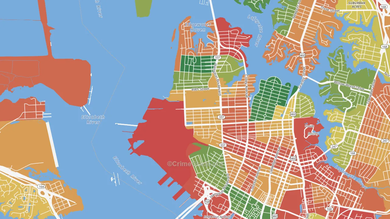 Lamberts Point, Norfolk, VA Map of Assault Rates