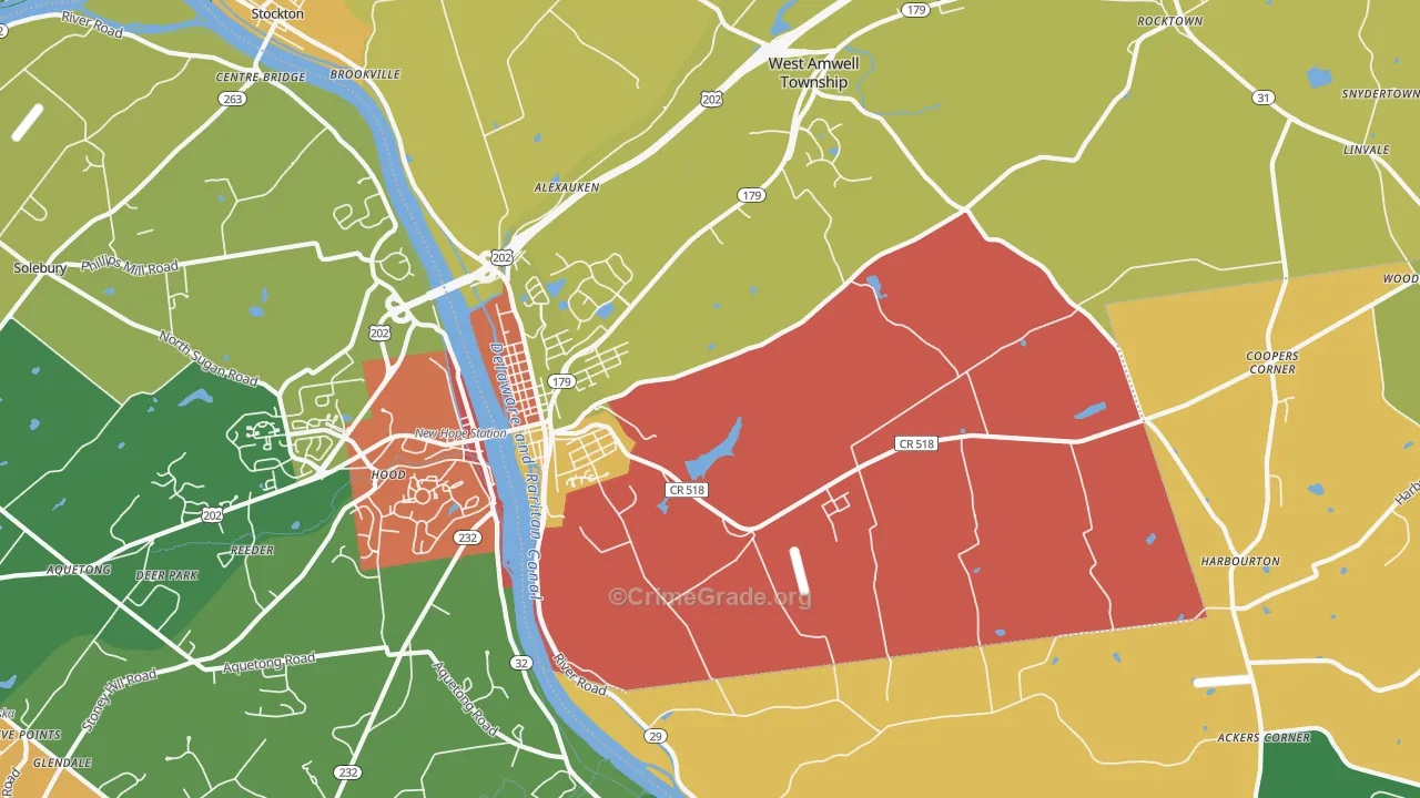 Lambertville, NJ Map of Assault Rates