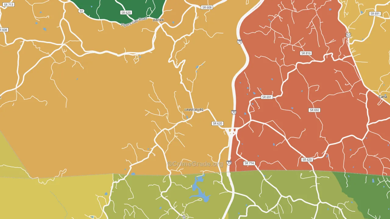 Lambsburg, VA Map of Assault Rates