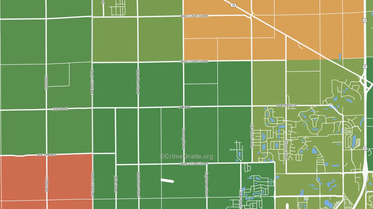 Lamong, IN Map of Assault Rates