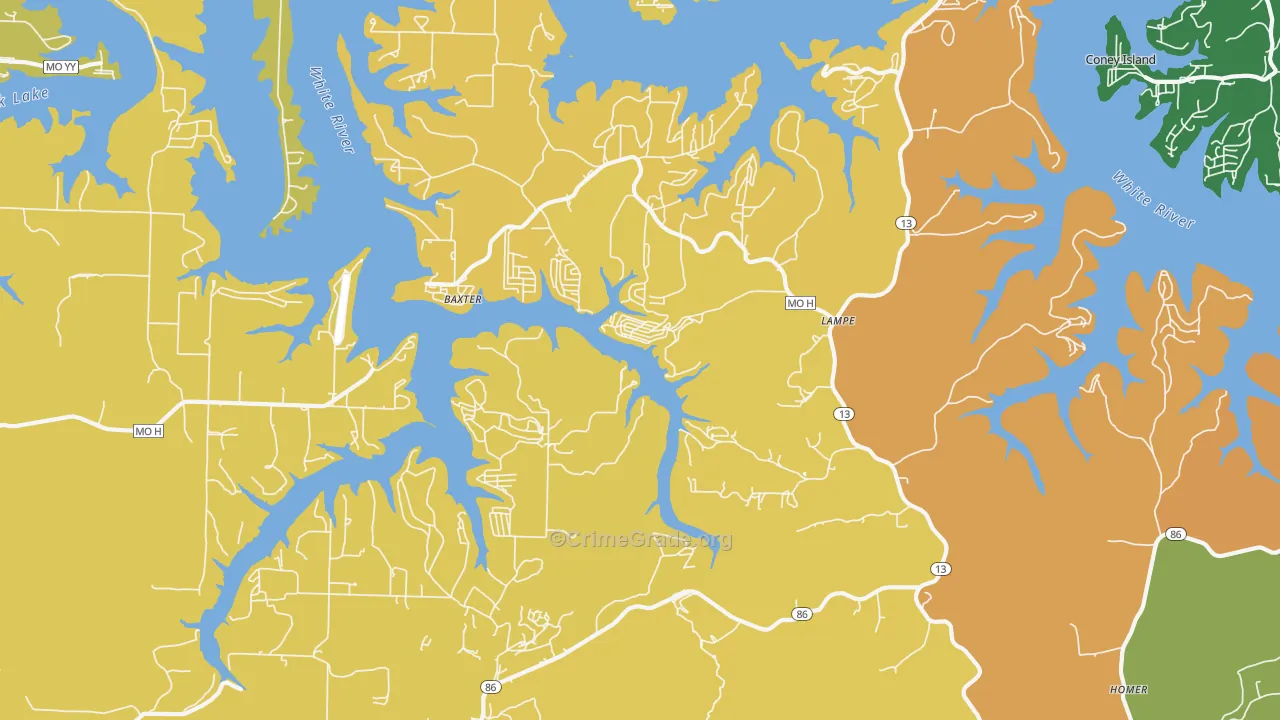 Lampe, MO Map of Assault Rates