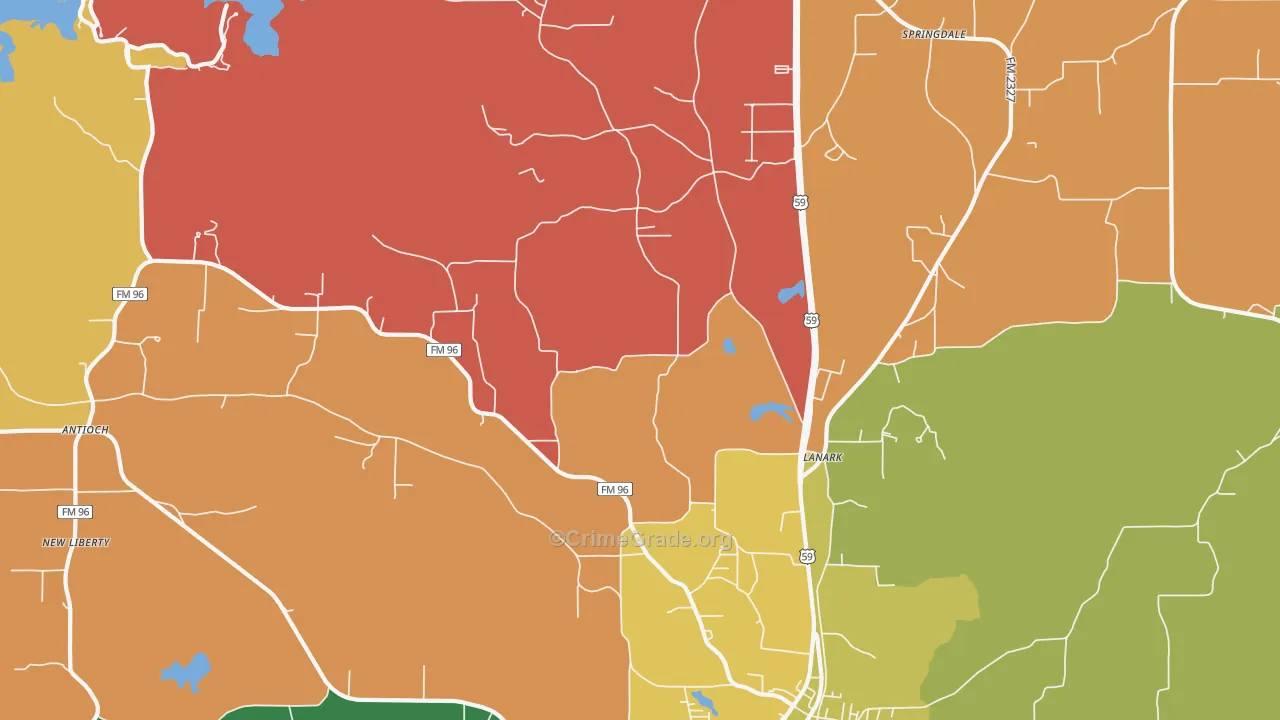 Lanark, TX Map of Assault Rates