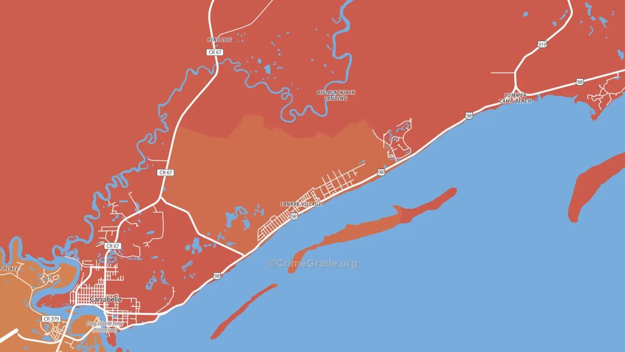 Lanark Village, FL Map of Assault Rates