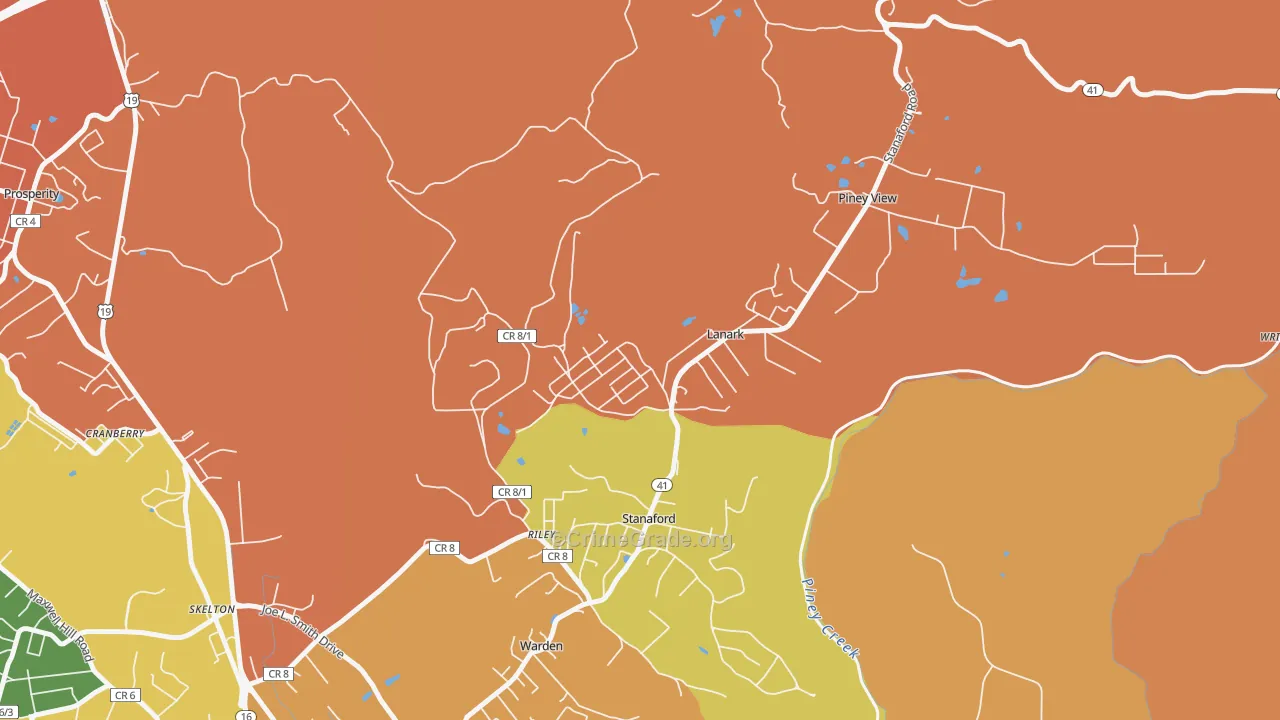 Lanark, WV Map of Assault Rates