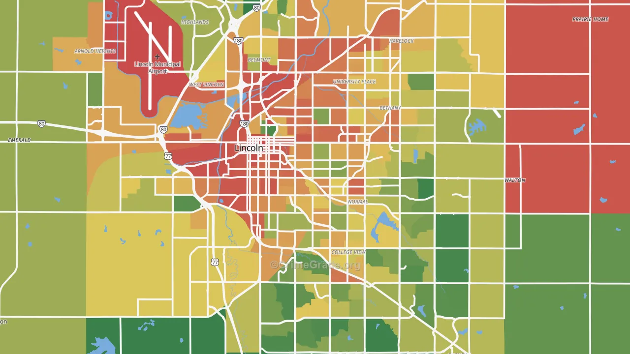 Lancaster County, NE Map of Assault Rates