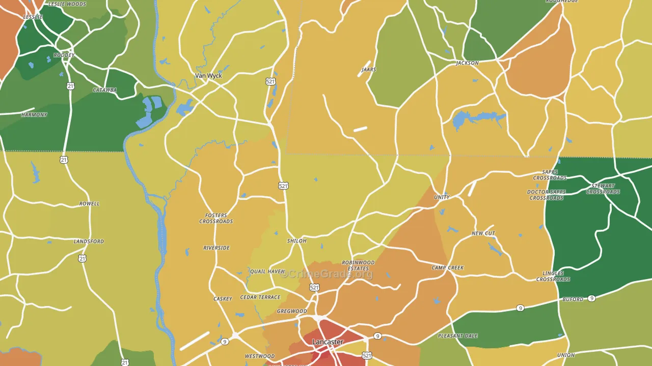 Lancaster County, SC Map of Assault Rates
