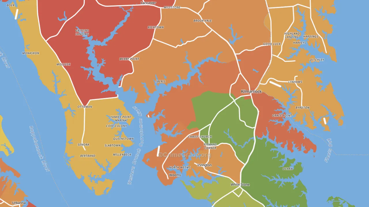 Lancaster County, VA Map of Assault Rates