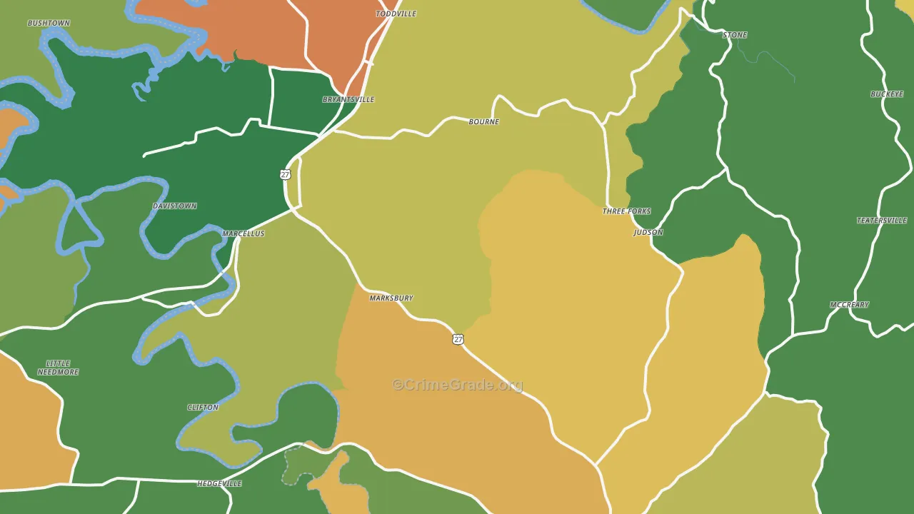 Lancaster, KY Map of Assault Rates