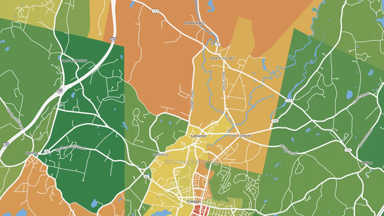 Lancaster, MA Map of Assault Rates