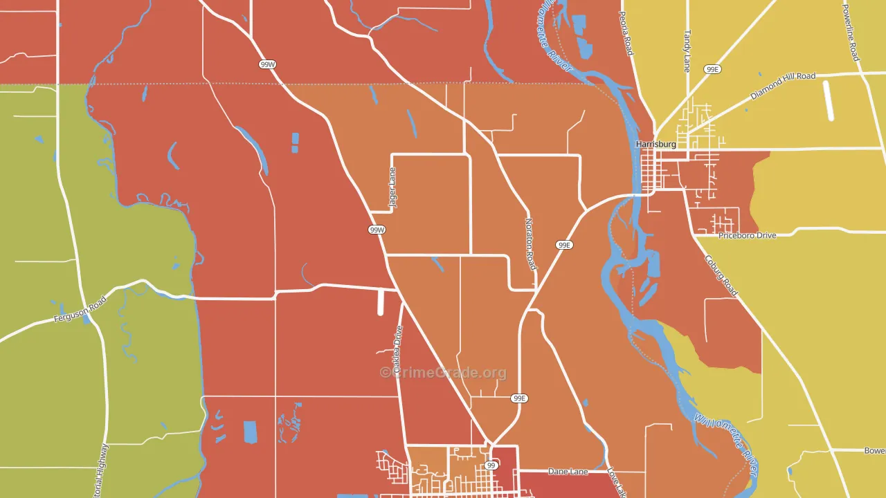 Lancaster, OR Map of Assault Rates