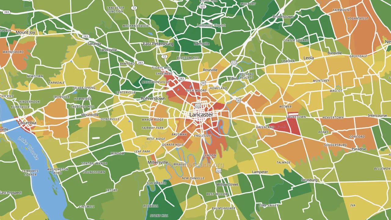 Lancaster, PA Map of Assault Rates