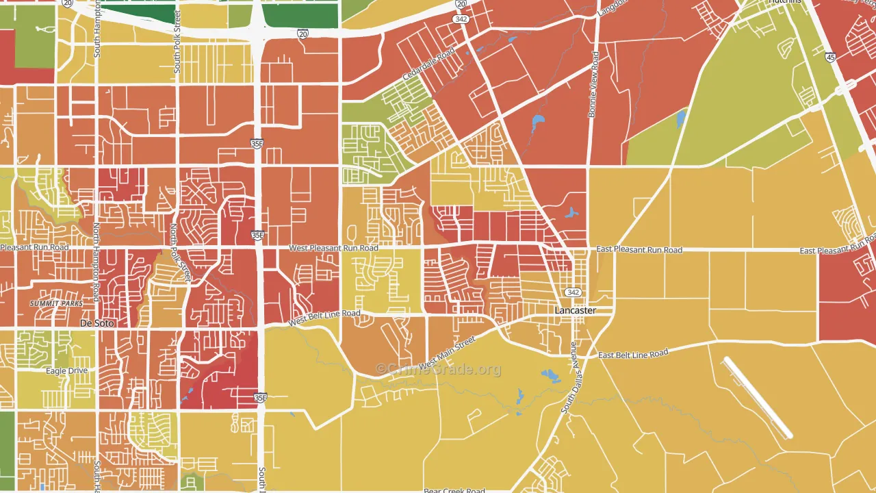 Lancaster, TX Map of Assault Rates