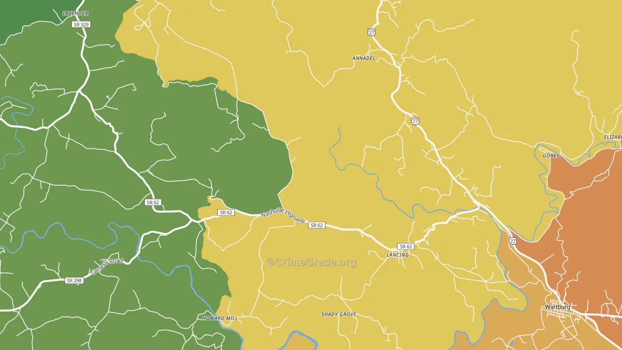 Lancing, TN Map of Assault Rates