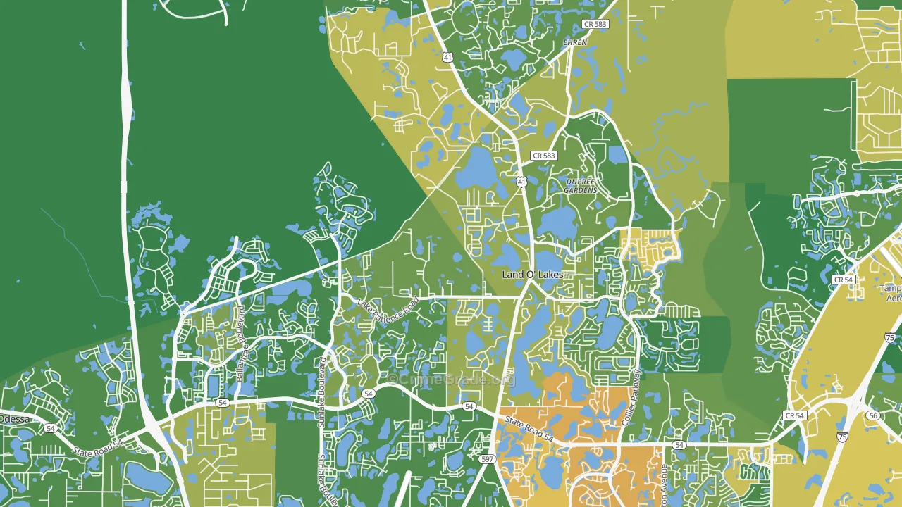 Land O' Lakes, FL Map of Assault Rates