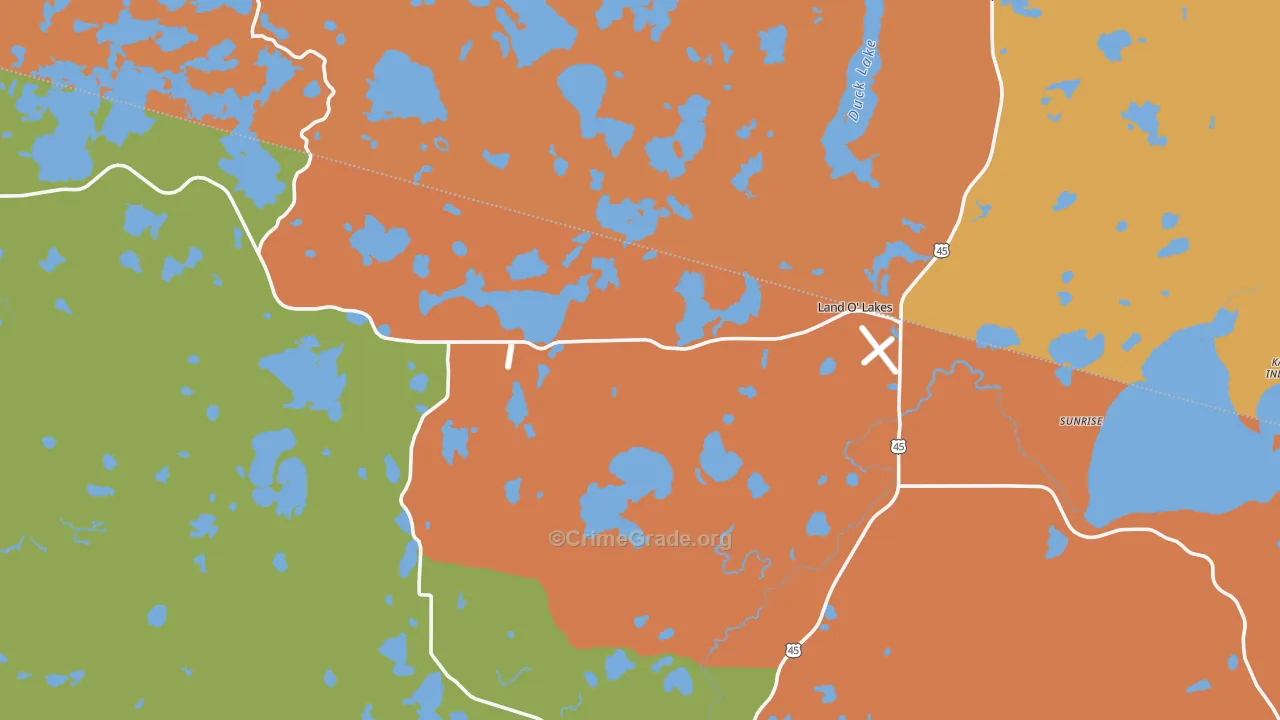 Land O' Lakes, WI Map of Assault Rates