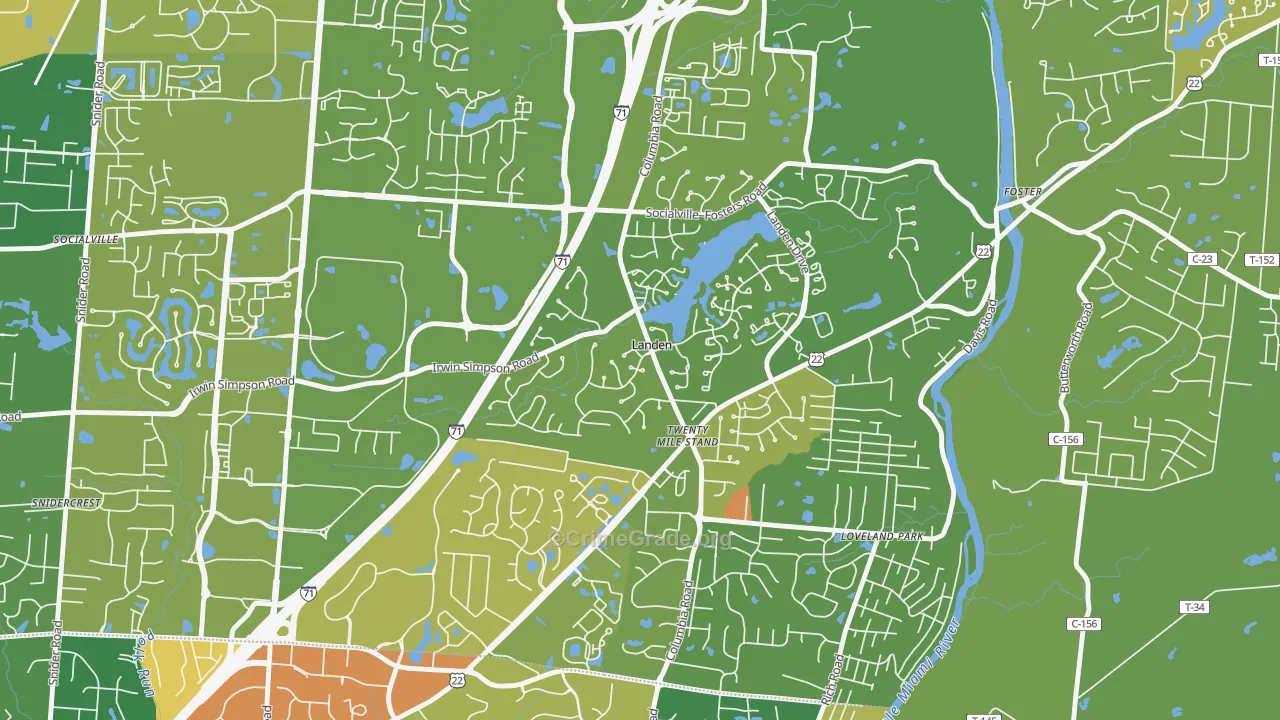Landen, OH Map of Assault Rates