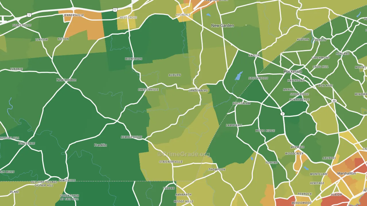 Landenberg, PA Map of Assault Rates