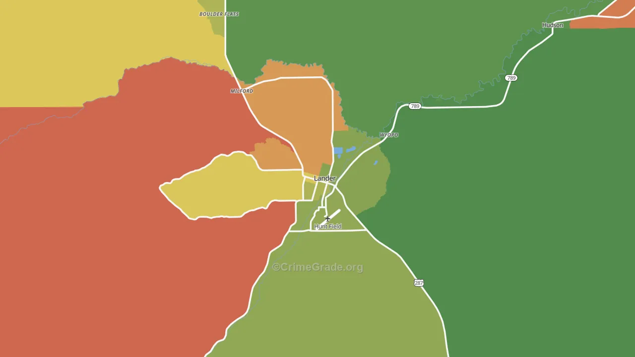 Lander, WY Map of Assault Rates